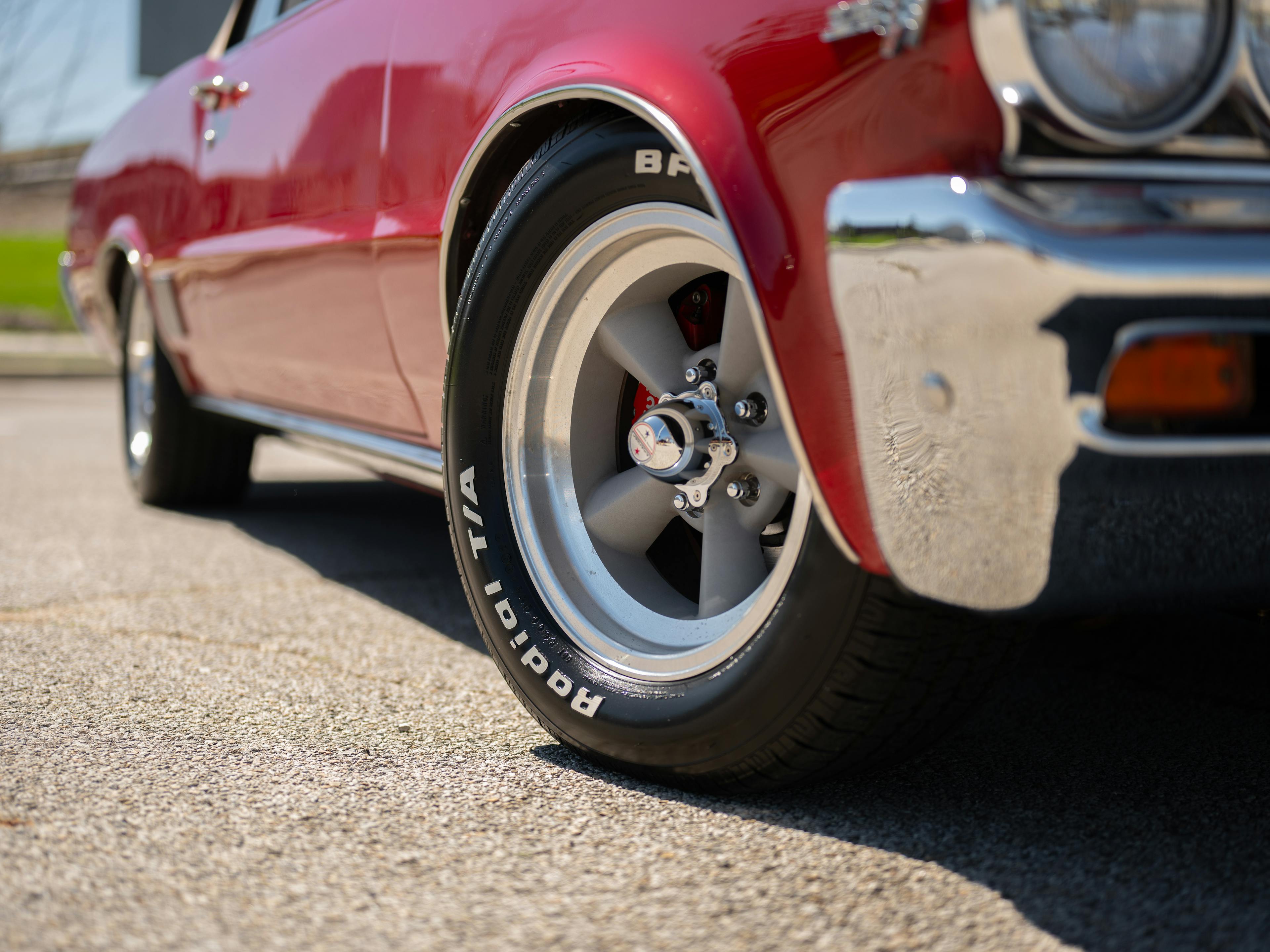 Cherry red chassis of the 1964 Pontiac LeMans